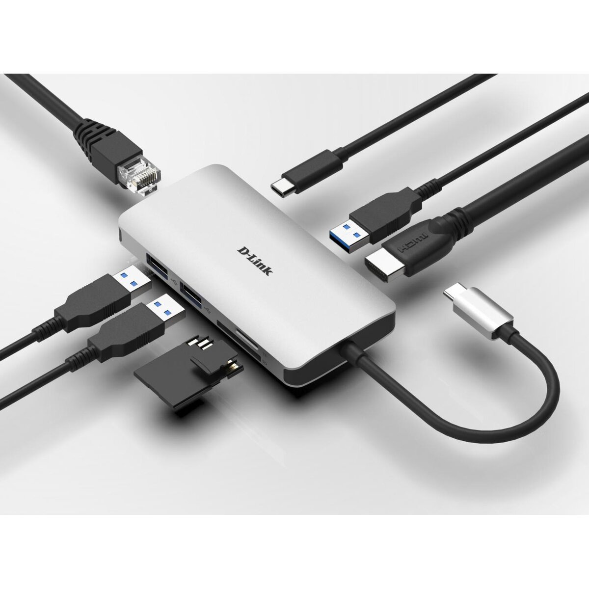 Hub USB-C D-Link DUB-M810 8-in-1 HDMI RJ45 Card Reader PD