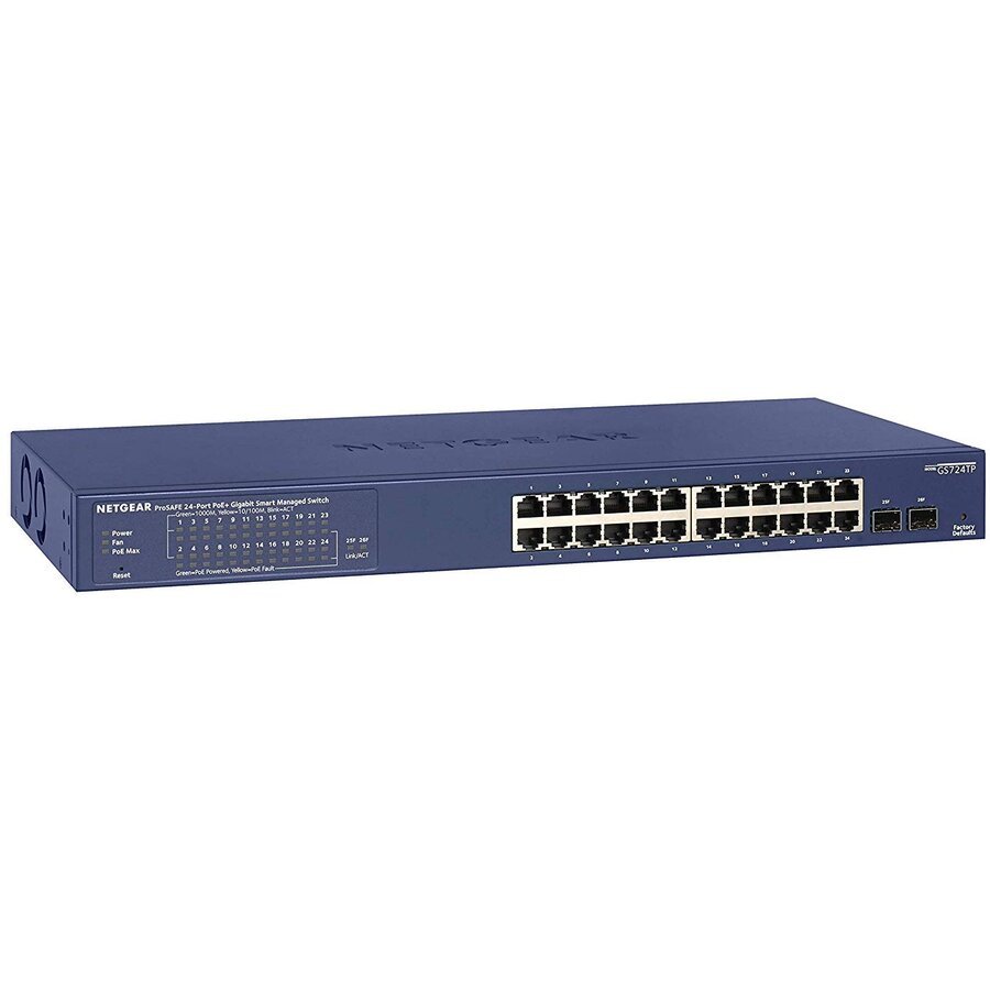Netgear ProSafe Smart 24-Port GbE PoE+ Switch, 192W, 2xSFP (GS724TP v2)